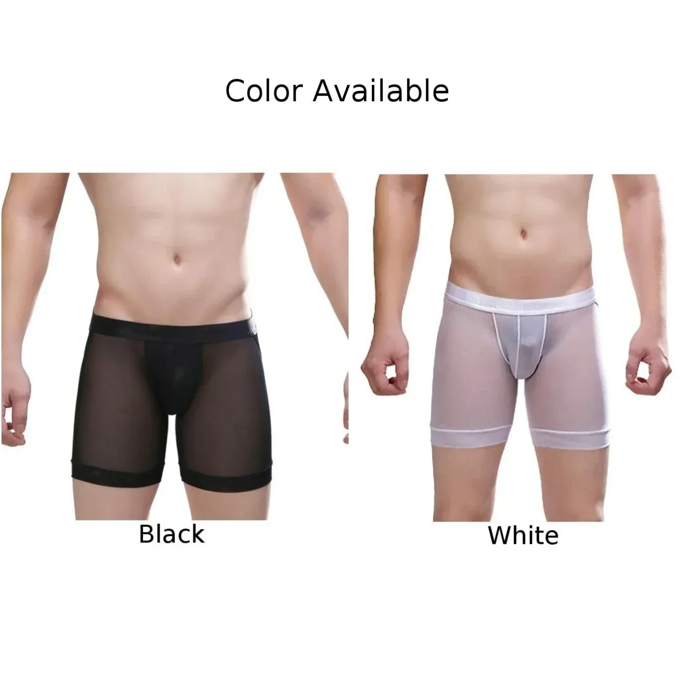 شورت مفتوح بين الرجلين، ملابس داخلية مريحة ومسامية، خصر متوسط، ألوان بيضاء/سوداء