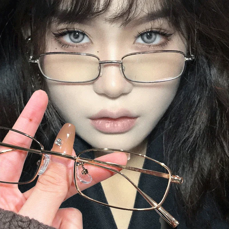 Small Square Glasses Frame for Women Metal Clear Reading Spectacle Blue Light Blocking Eyewear Men Retro Y2K Harajuku Eyeglasses