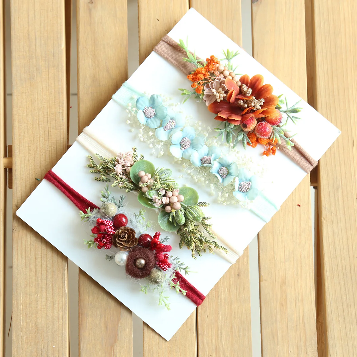 Vintage Baby Girl Tieback Headband Set Floral Tieback For Newborn Photography Prop Handmade Headband Set Prop Studio Accessories