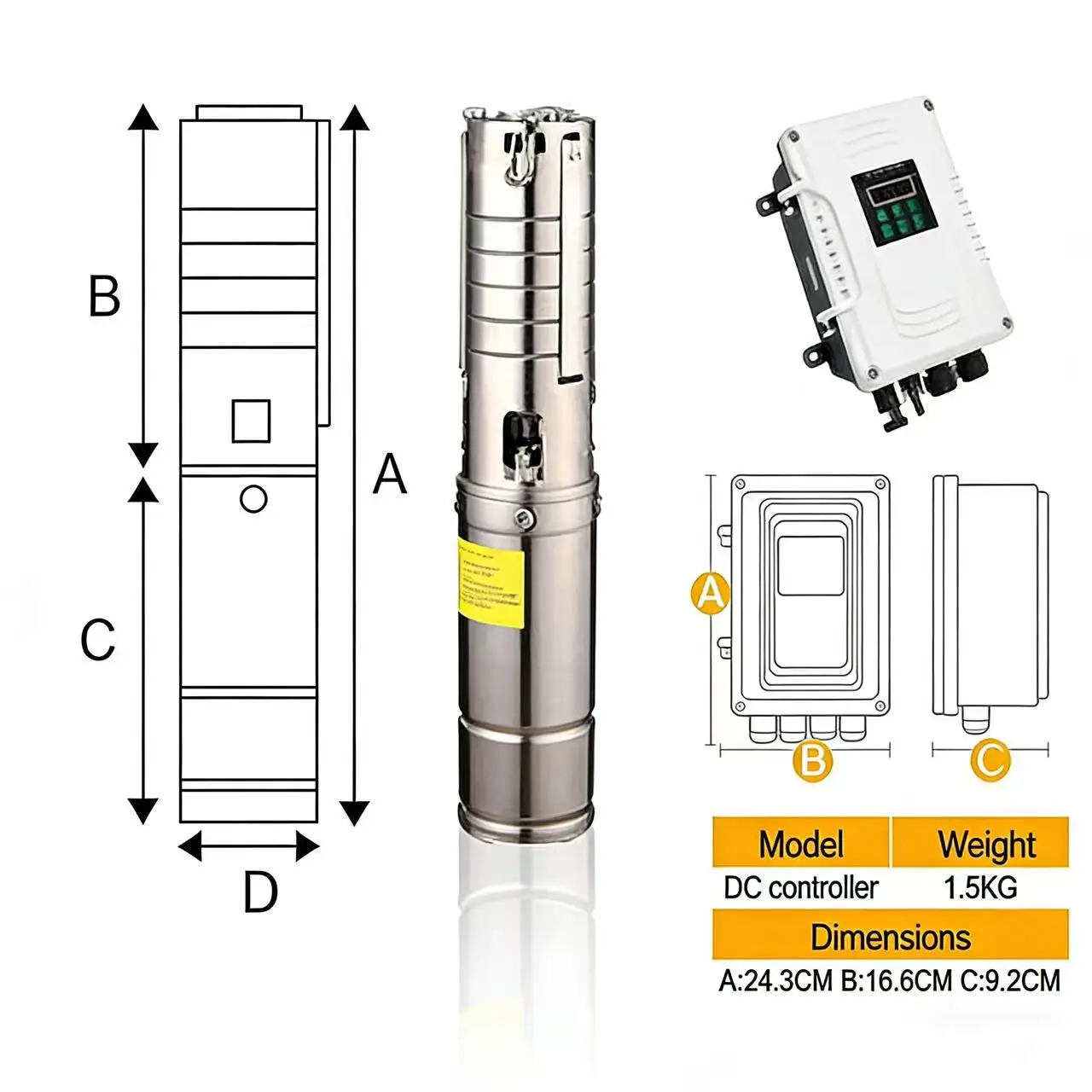 Deep Well Solar Water Pump Permanent Magnet Synchronous Motor Submersible 100% Copper China Irrigation Solar Sub Pump
