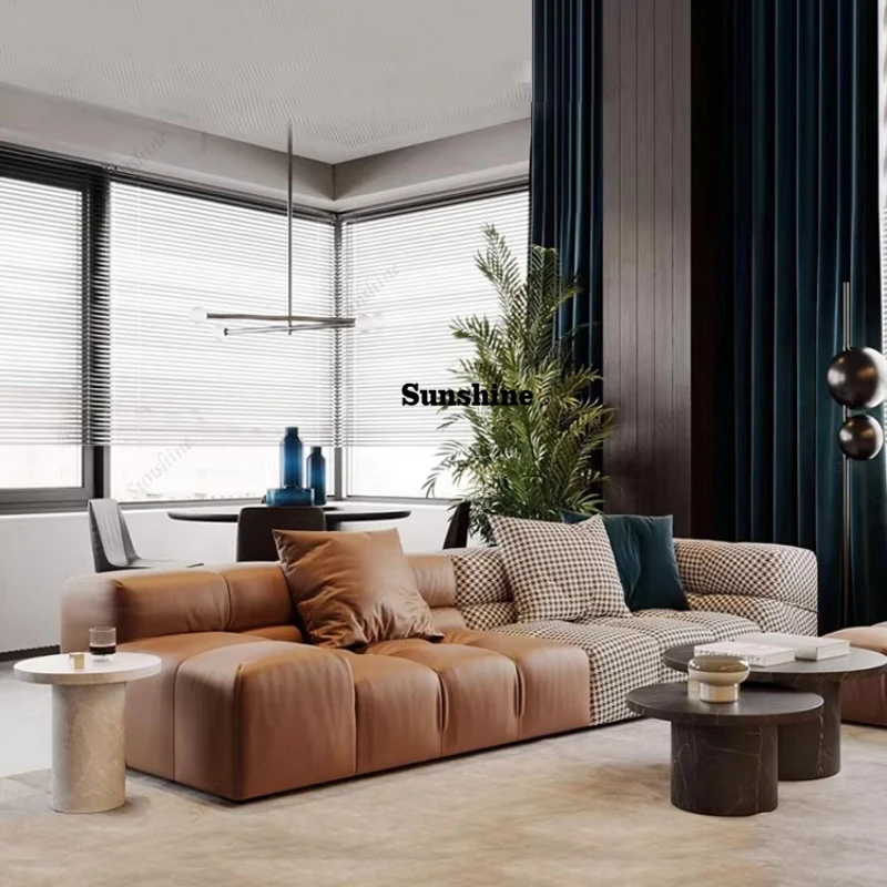 

Italian minimalist fabric sofa small apartment living room Nordic light luxury modern and simple