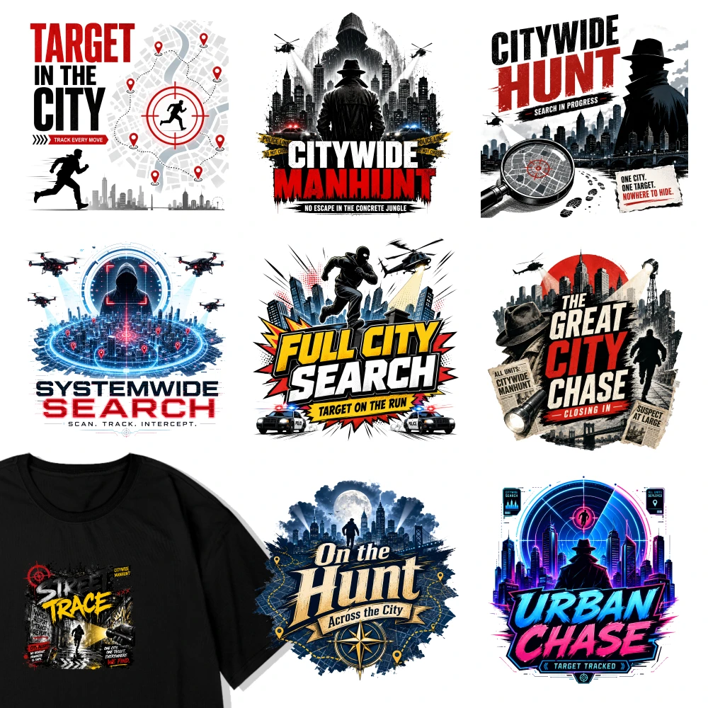 9 Pcs Target City Citywide Hunt System Search Full Search Great Chase Sil Trace On Hunt Urban Chase Iron on