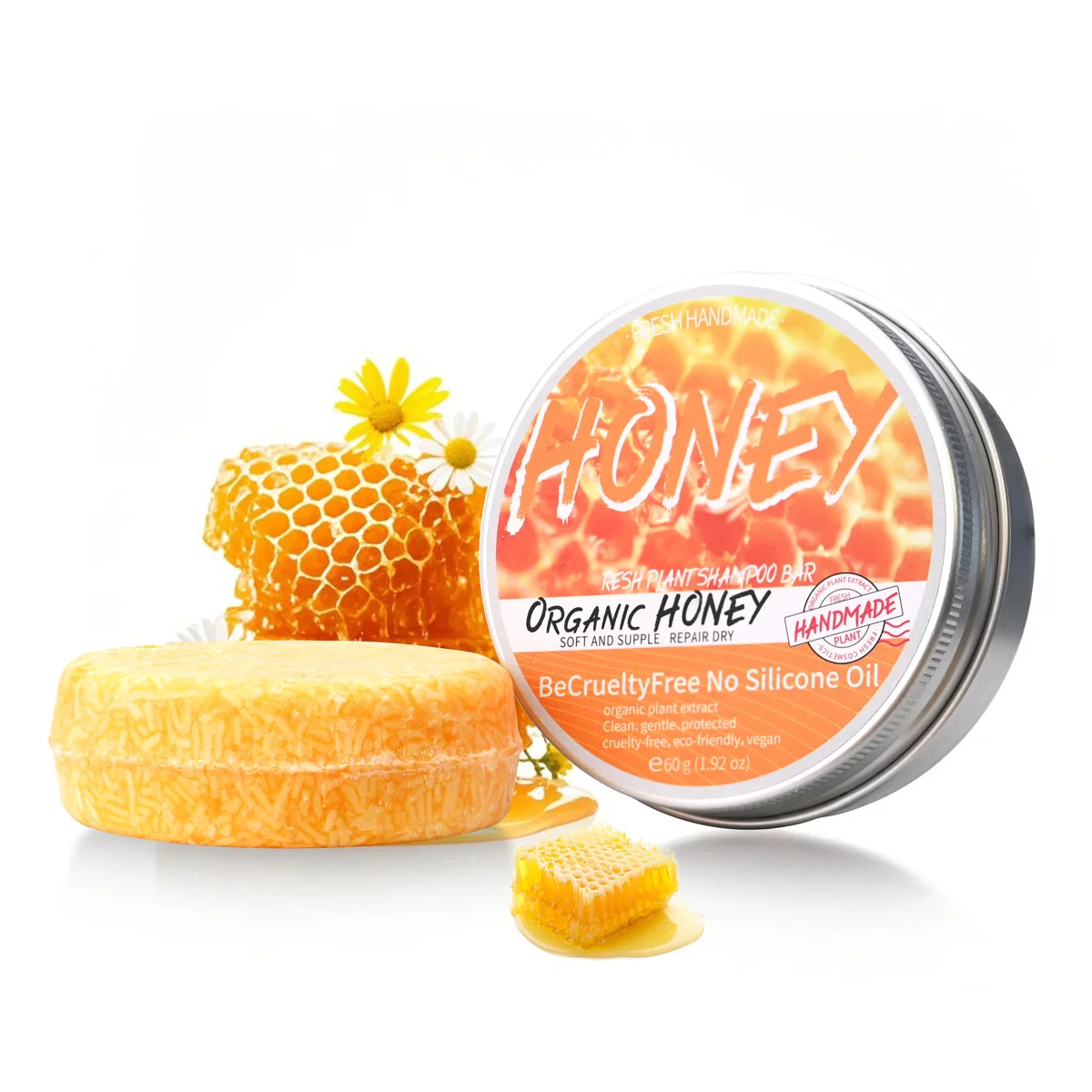 Shampoo de mel natural, extrato de essência vegetal, shampoo refrescante, caspa de cabelo macio e remoção de óleo