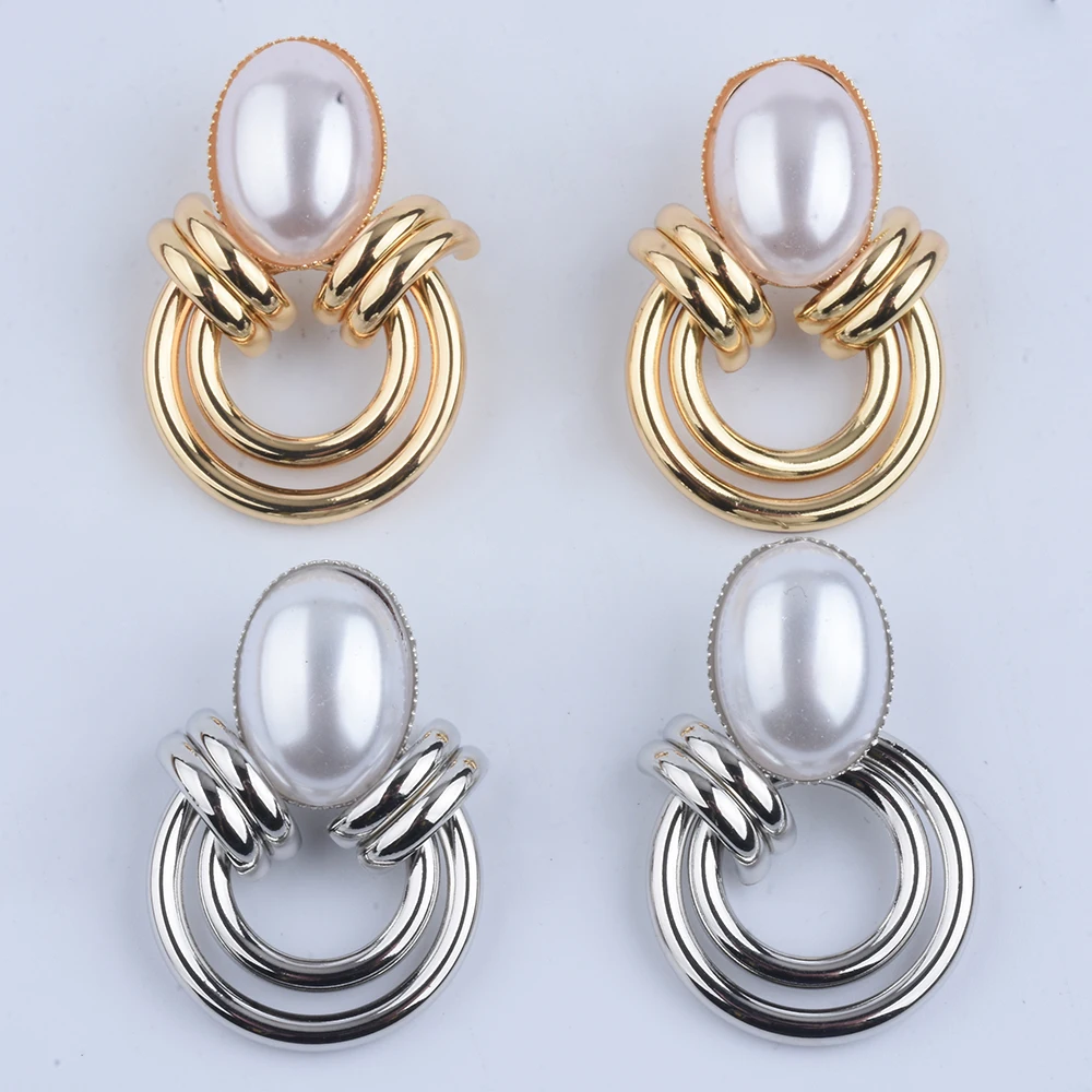 טרנד חדש 2025 זהב צבע כסף מעגל גיאומטרי עגילים נשים נשים תכשיטים וינטג 'פאנק חיקוי