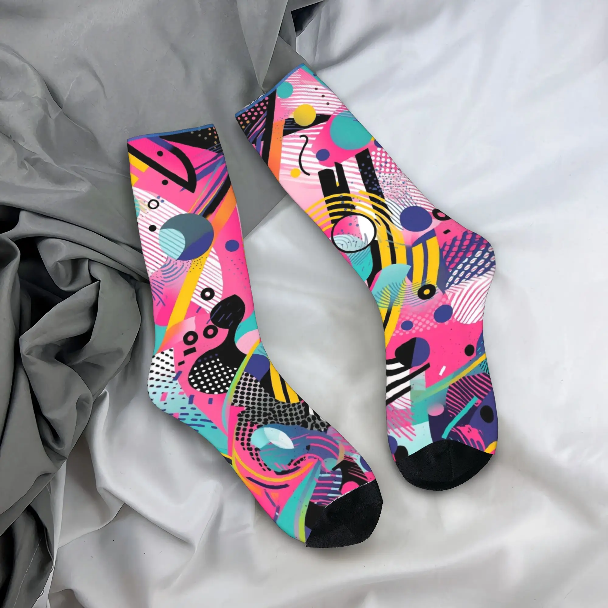 Abstract Graffiti Print Socks  Graphic Stockings Anti Skid Men Socks Breathable Winter Fashion Cycling Socks