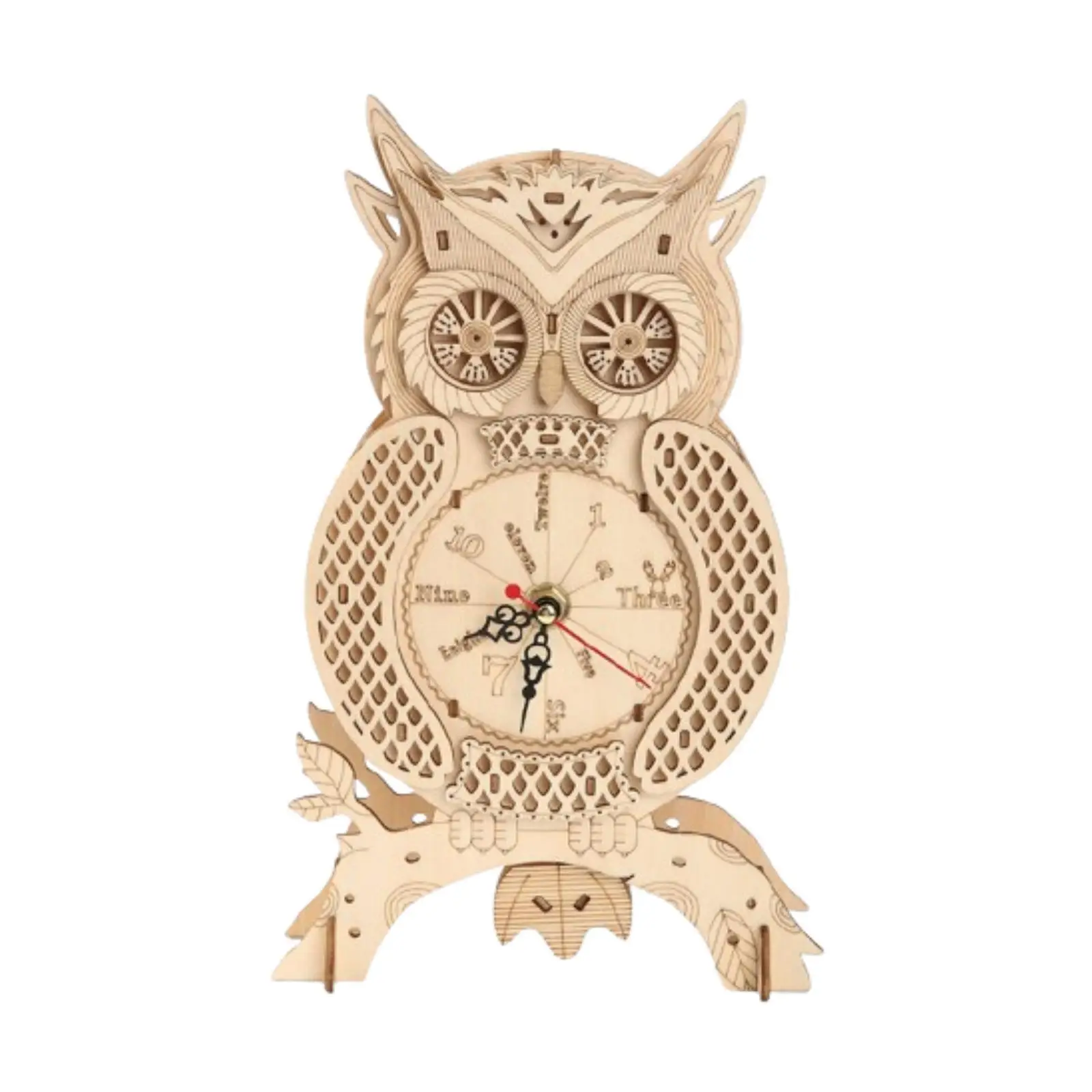 

3D Wooden Puzzle Owl Clock Portable Holiday Gift for Living Room