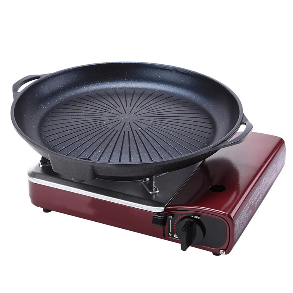

Portable Barbecue Tray with Handles Lightweight Fry Pan Outdoor BBQ Non-Stick Grill Plate Roasting Tool Accessories
