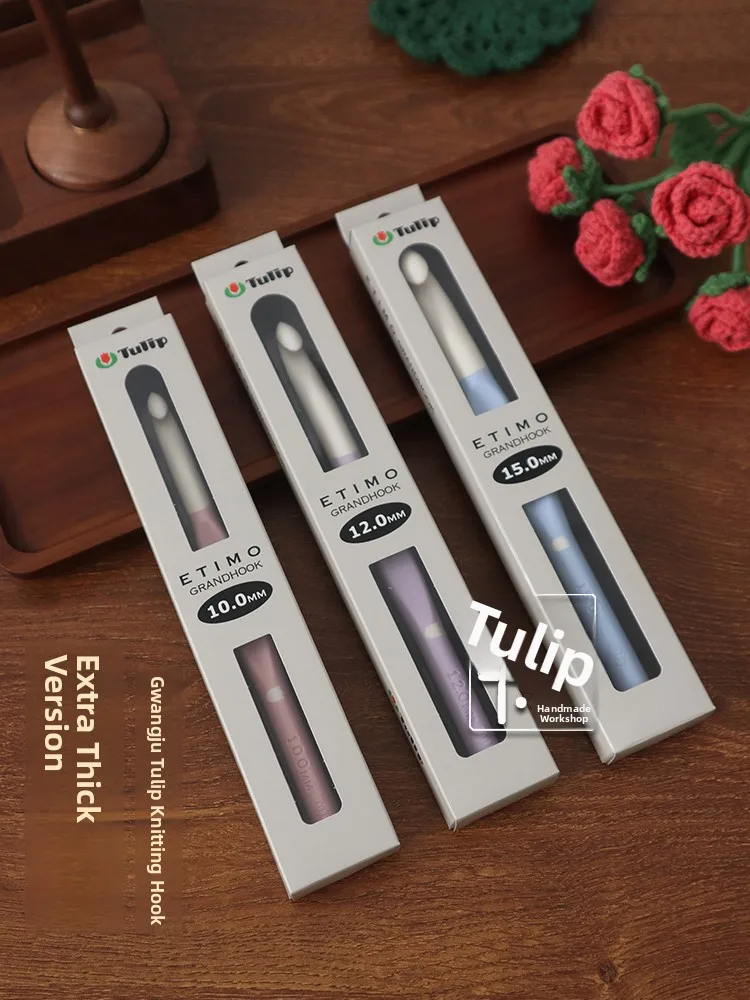 hiroima-special-thi-hook-needle-soft-handle-diy-handmade-wool-yarn-weaving-tool-scarf-fur-hat-color-series-milk-candy