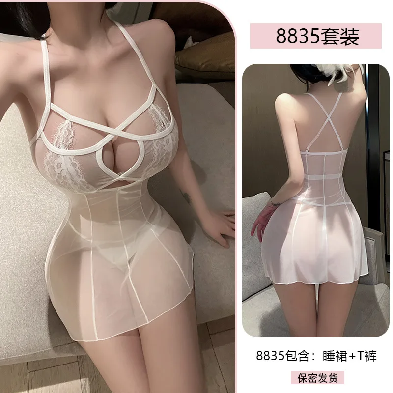 Desire Sexy Reine Uniform Schwarz Sheer Hängenden Hals Stil Sling V-ausschnitt Kleid Elegante Hohe Taille Schlank Mini Kleid Sommer V2O6