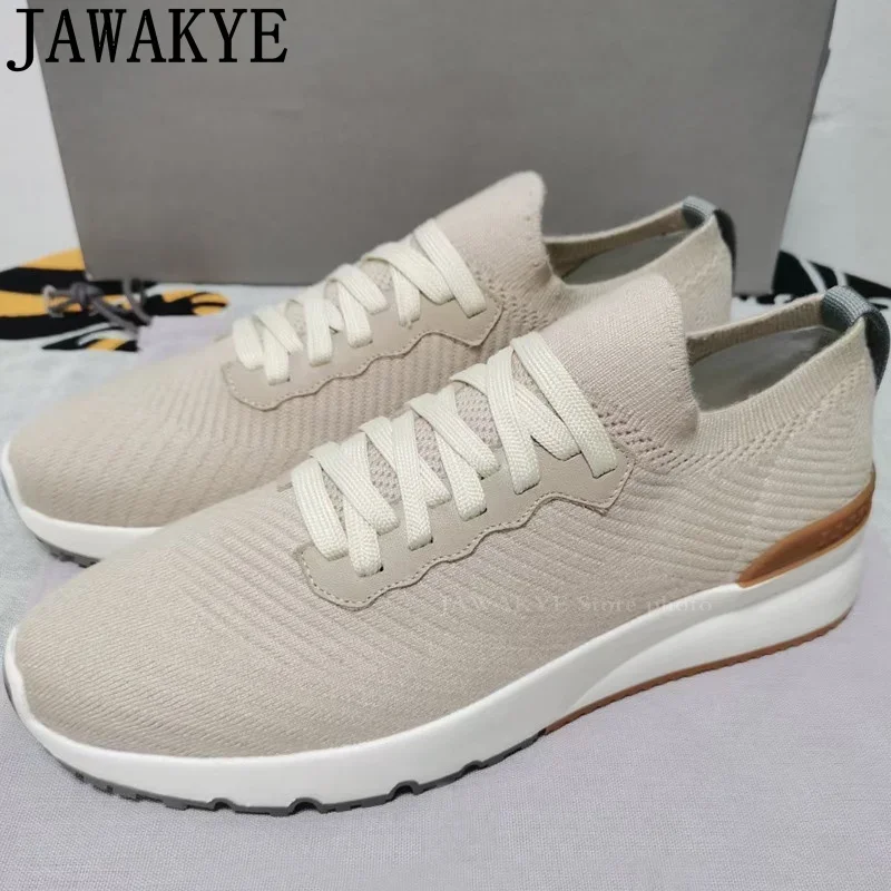 Men's Knitted Mesh Sneakers Shoes Elastic Slip-on Casual Run Shoes Simple Comfortable Papa Shoes Luxury tenis masculino Man