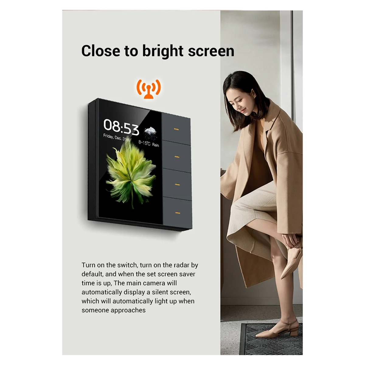

A05R 3.5 Inch Smart Wall Switch Touch Screen 4 Groups Switch 8-Way Scene Radar Sensor Dimming Switch Curtain Tuya Zigbee A