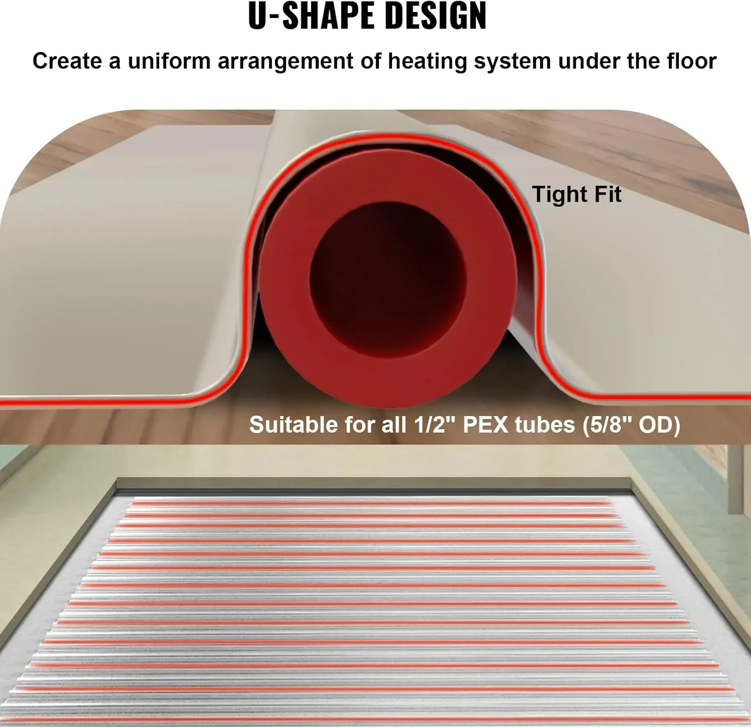 PEX Heat Transfer Plates, 200 pcs Box Radiant Heat Transfer Plates