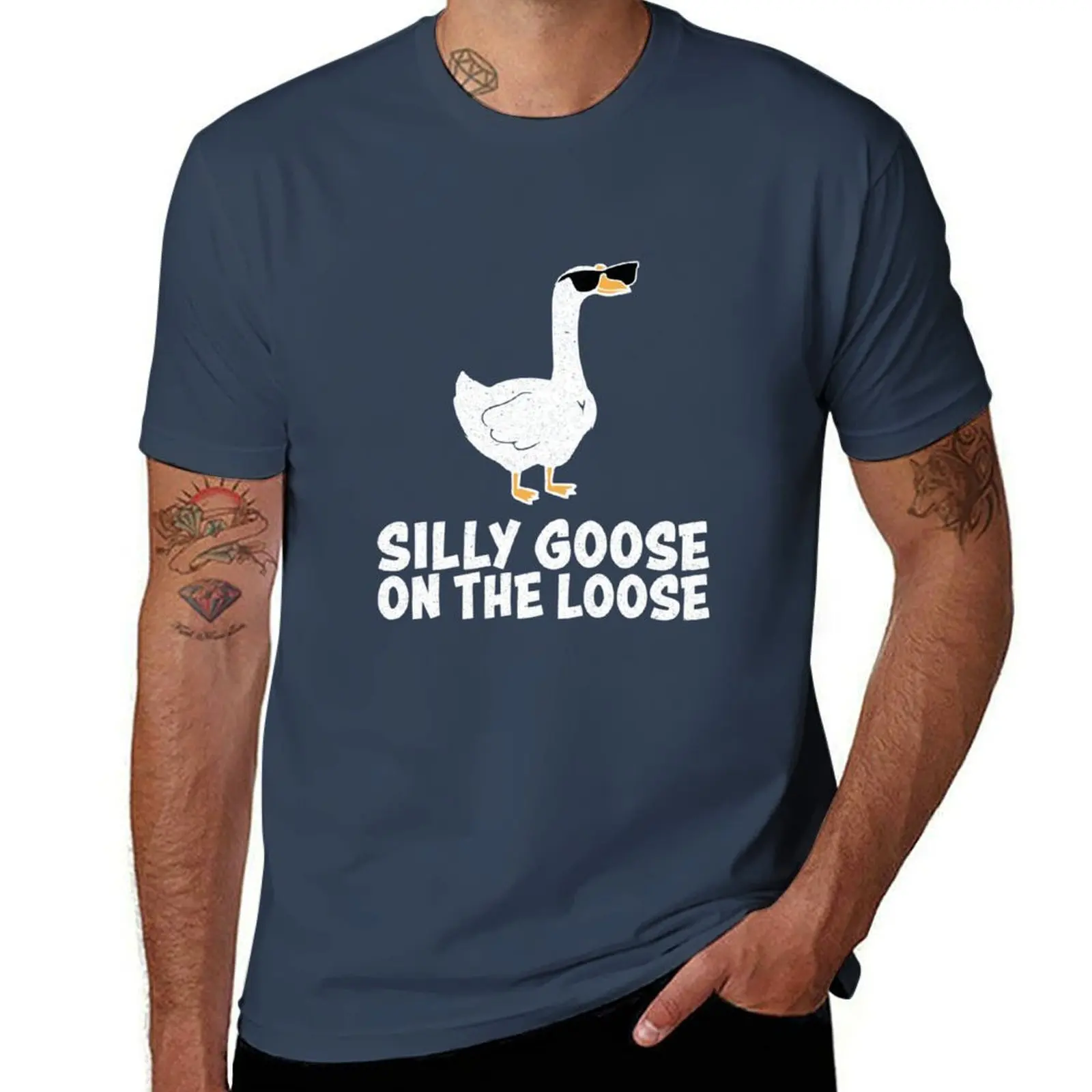

Свободная футболка Silly Goose On The, хлопковая футболка, мужские футболки из 100% хлопка, комплект футболок