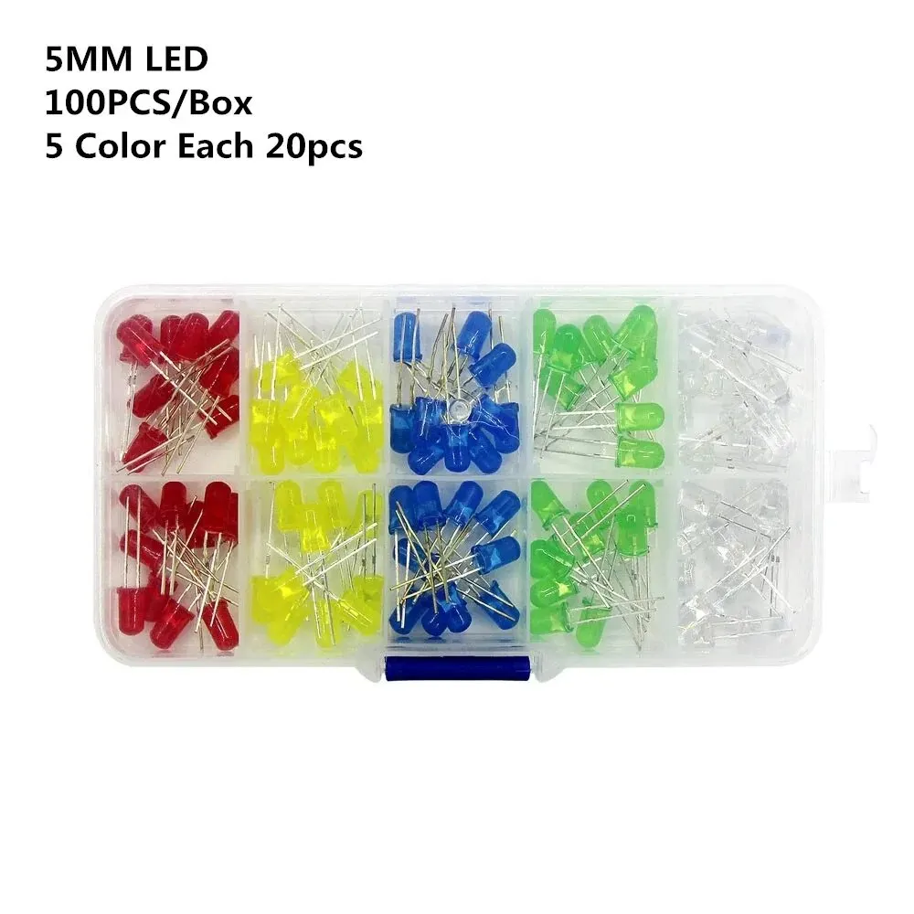 LED F3MM Red Yellow Blue Green White Combination LED Beads F5MM LED Mixed Sample Pack and Storage Box