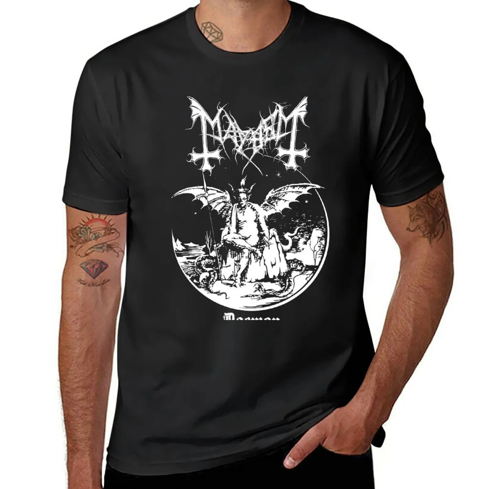 New Mayhem - Norway Band - Original Logo - Fanart - Daemon Album Cover T-Shirt summer clothes mens funny t shirts