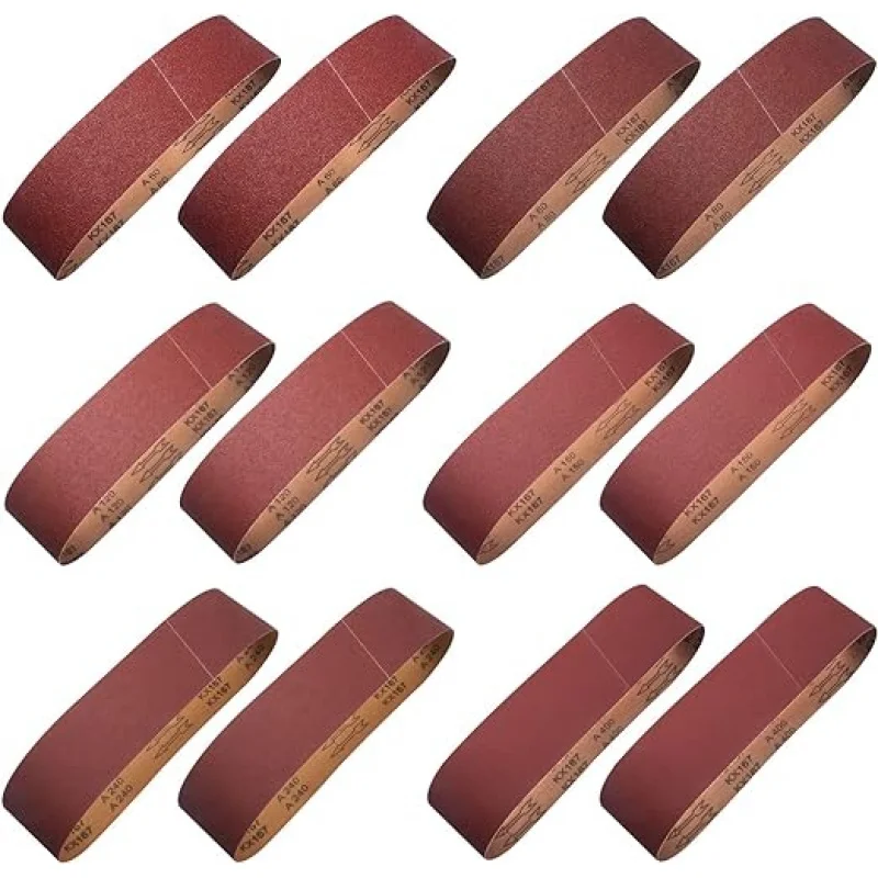 12pcs-set 16sets-ctn Sanding 4x36-Inch Belt Sander Paper 2 Each 60 80 120 150 240 400 Grits Aluminum Oxide Abrasive Tools