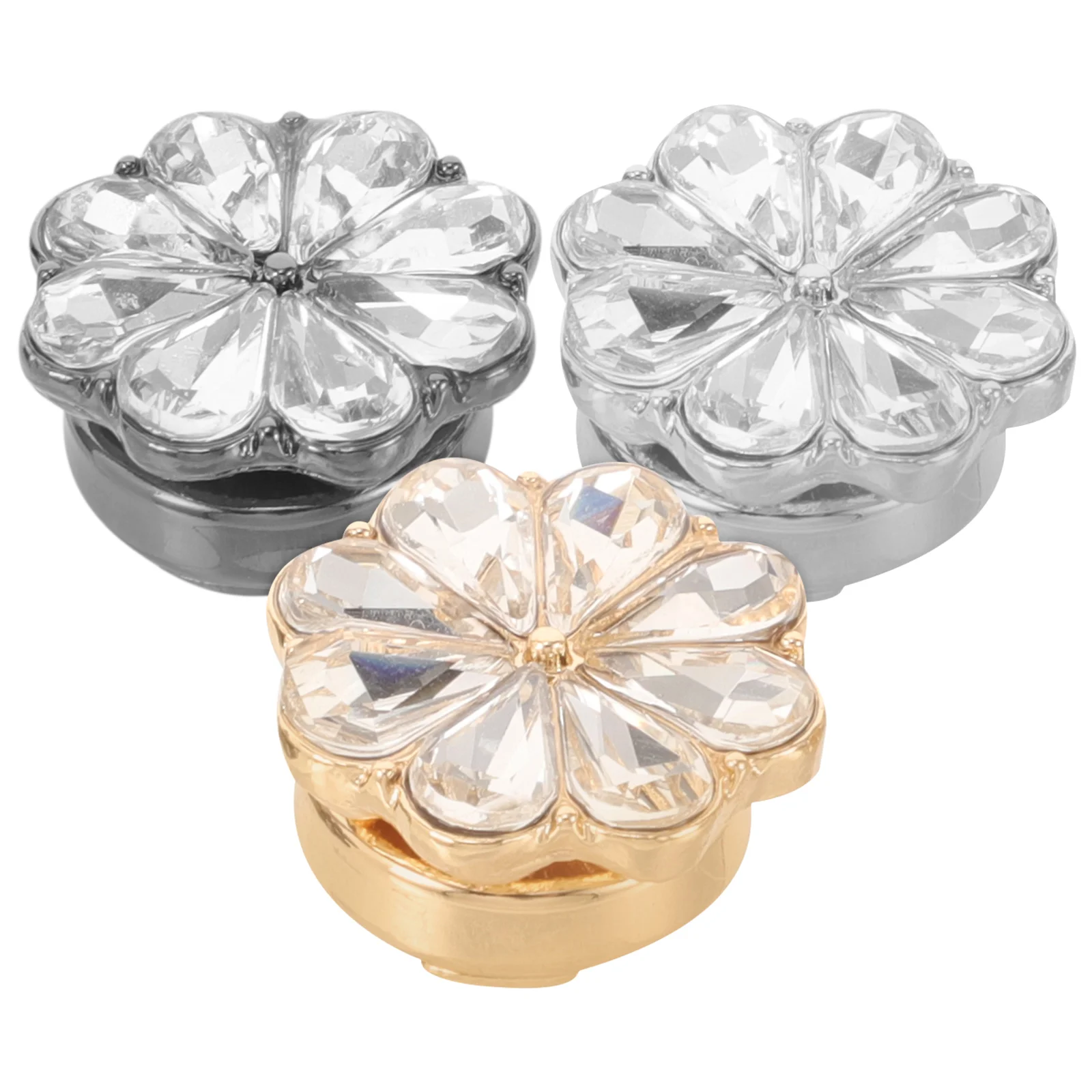 

3 Pcs Flower Cufflinks Shirt Suit Accessories Elegant Design Zinc Alloy Rhinestones Women Dress Clips Formal Casual Occasions