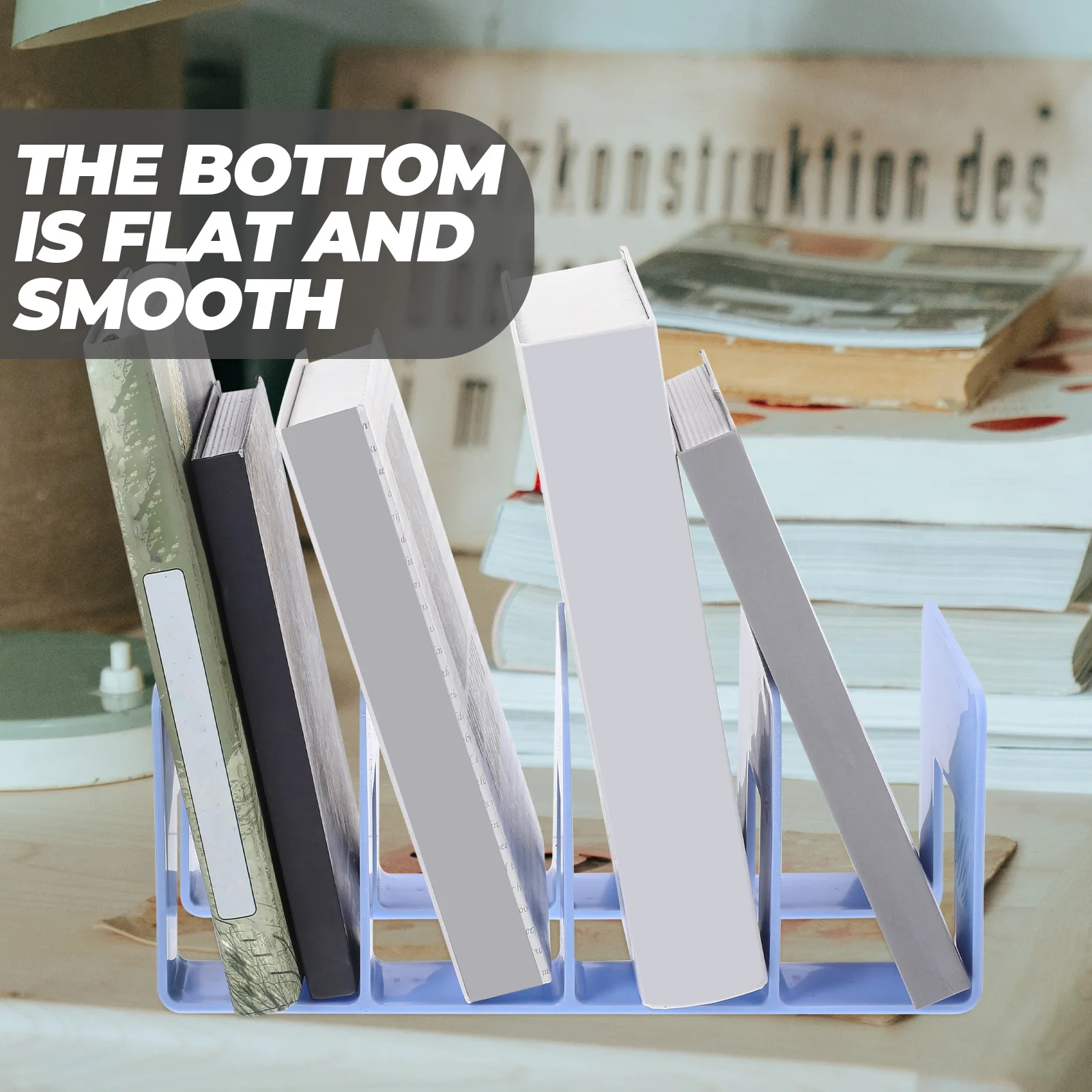 

Bookstore Desk File Organizer Holder for Shelf Stand up Vertical White Bookshelf Rack