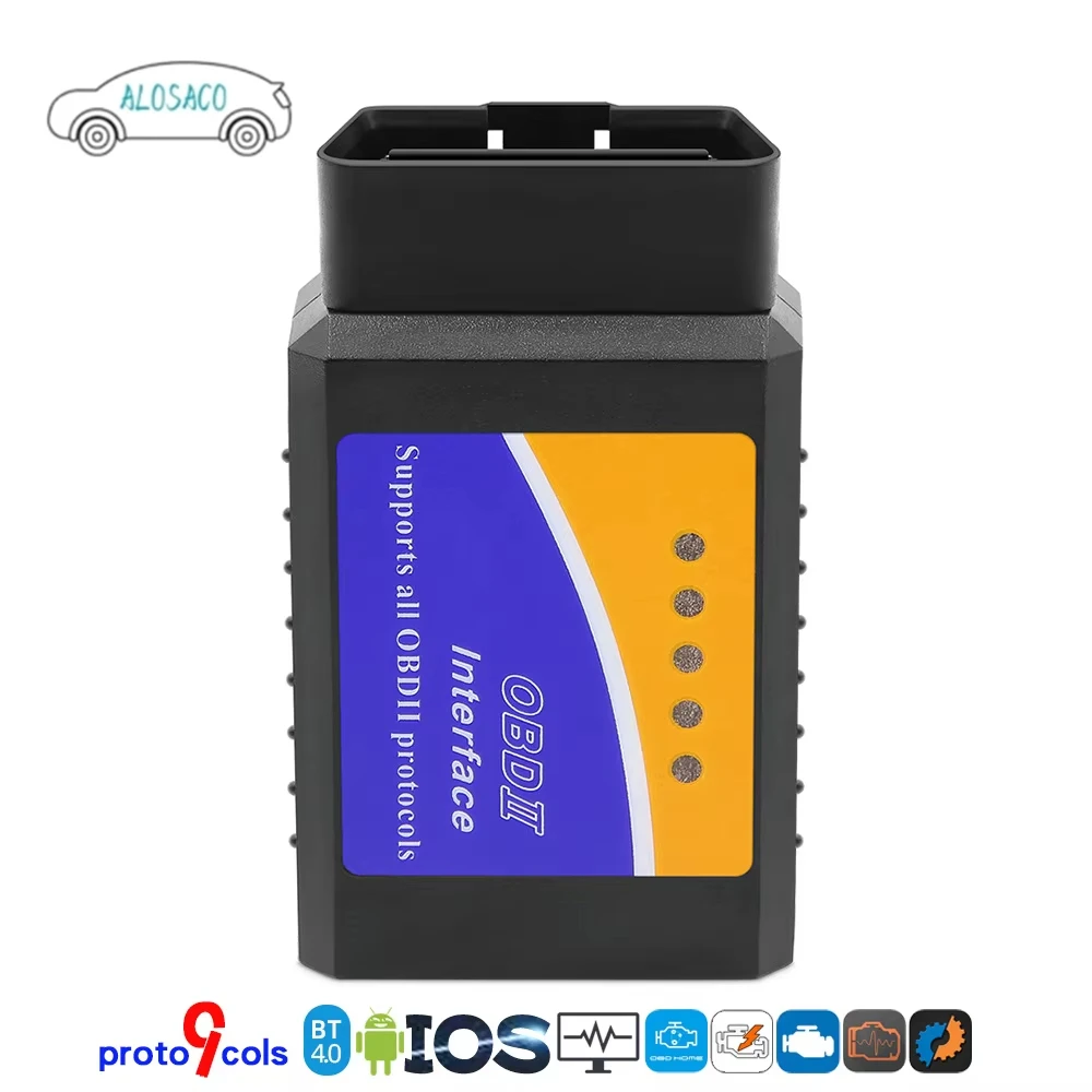 Bluetooth 4.0 OBD 327 V1.5 BLE Car Scanner 9 Protocol ELM Supports Android Apple OBD 2 16 Pin Connector  OBD II Male