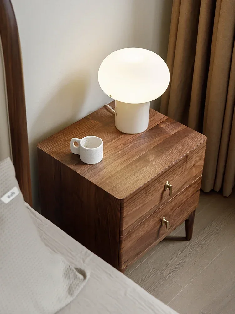 خزانة بأدراج بجانب السرير من خشب الجوز الأسود في أمريكا الشمالية على الطراز الإيطالي خفيفة لغرفة النوم الفاخرة بجانب السرير وخزانة من الخشب الصلب #3