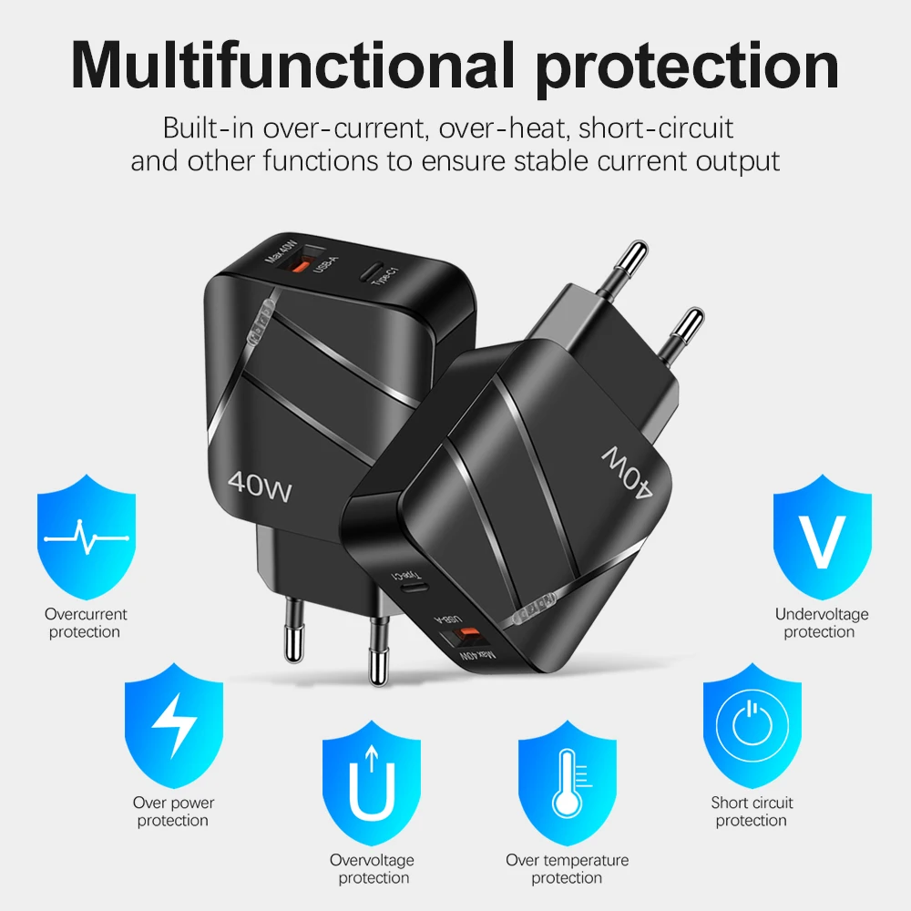 2 in1 PD USB C Charger Quick Charge QC 3.0 Wall Charger Adapter For iPhone 14 13 Samsung Xiaomi USB Charger Fast Charging image 5