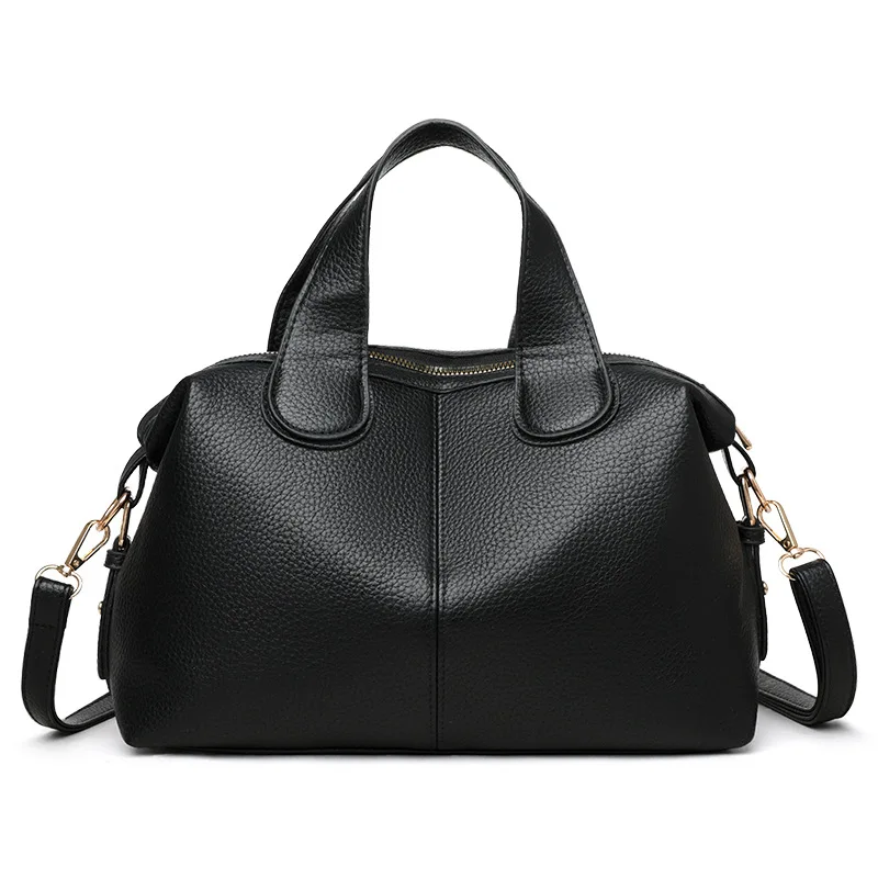 Simple leisure soft leather handbag large capacity can be slung wear-resistant scratch-resistant commuter practical shoulder bag