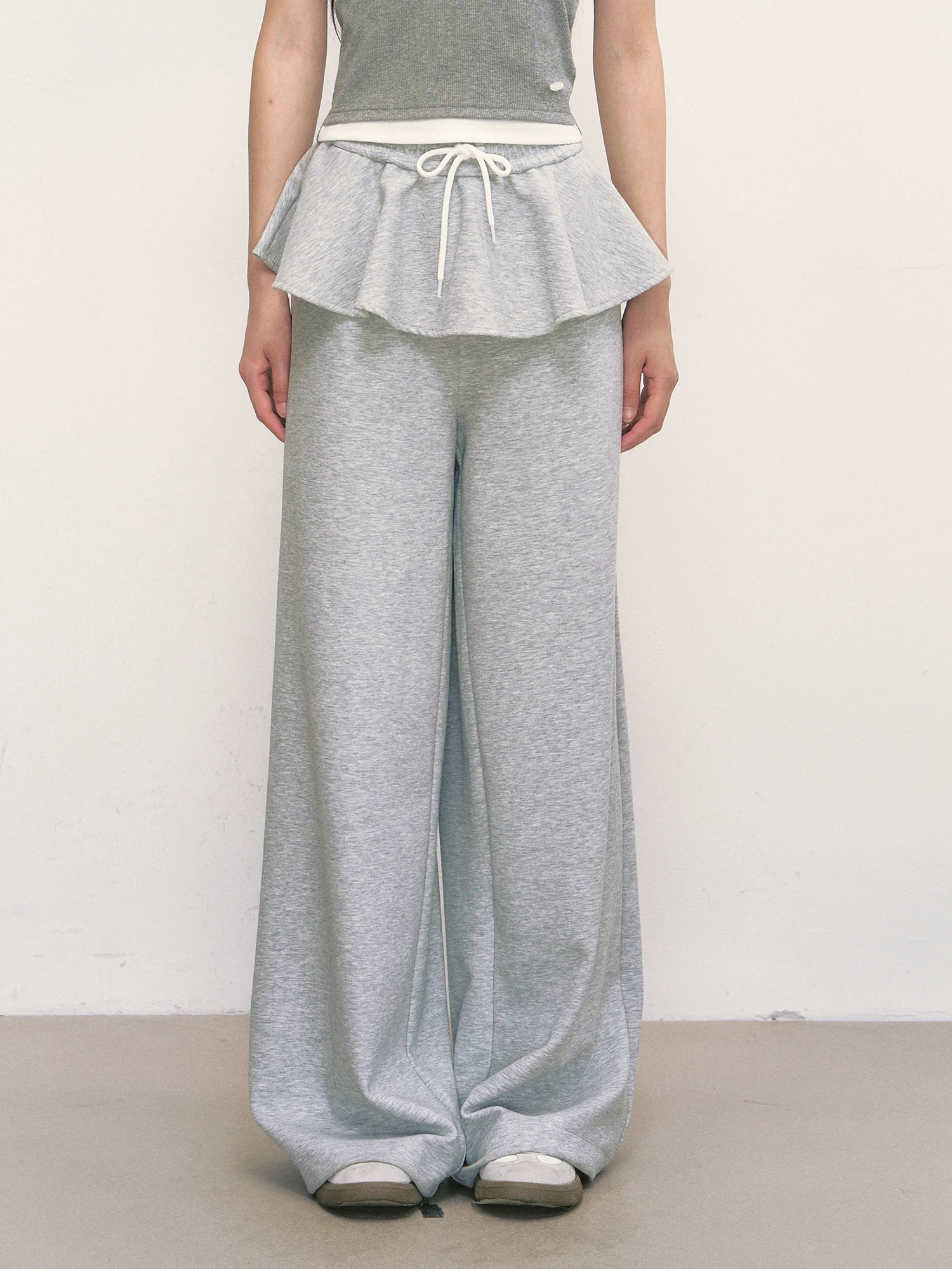 

Wedhub Casual Trousers Women Summer 2025 Wide Leg Pants ey Floor-Length Patchwork Breathable Cotton Polyester Blend