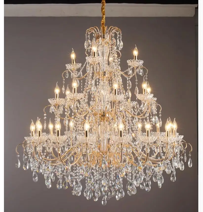 Modern Crystal Chandelier Hanging Light Candle Style Crystal Lighting Living Room Bedroom Lobby Lustres Fixtures Home Decoration