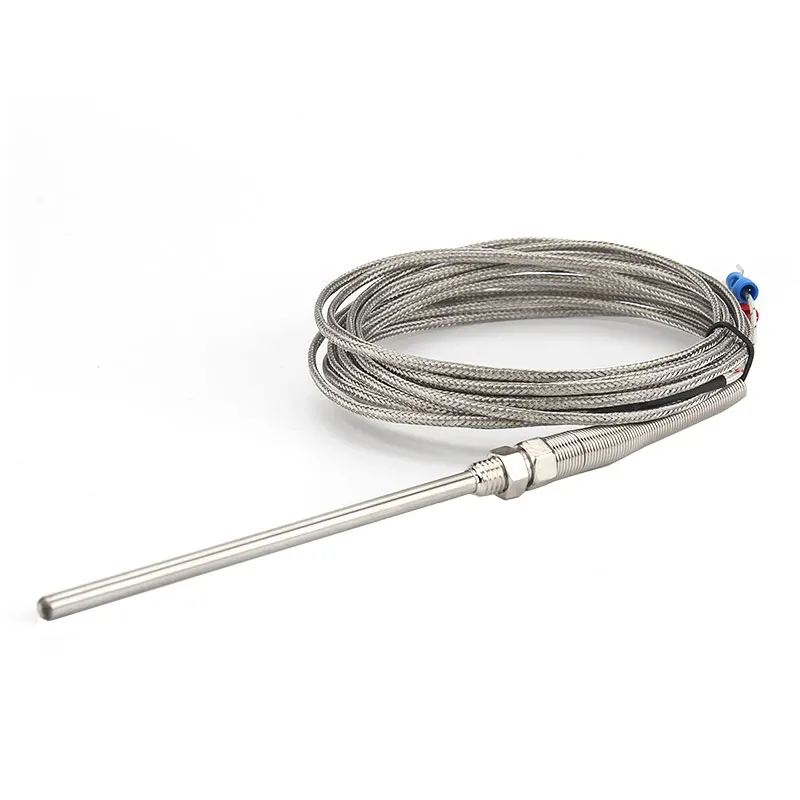 0-400℃ M8 Thermocouple 1m 2m 3m 4m 5m Type K E PT100 50mm 100mm 150mm 200mm Screw Thread Probe Temperature Sensor