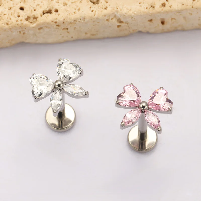 ASTM F136 Titan Herz CZ Bogen Labret Ohrstecker Lippenpiercing Ohr Tragus Helix Conch Ohrläppchen Ohrringe Medusa Ring Knorpel Monroe – Detail 7