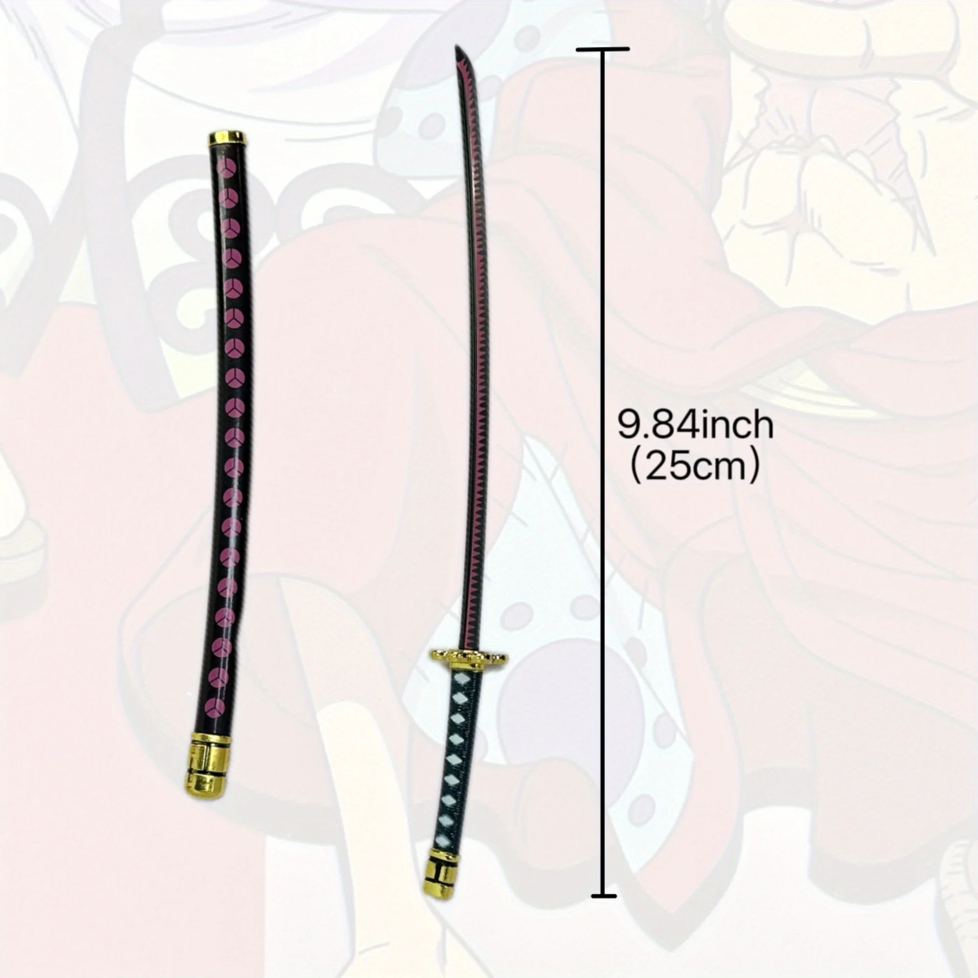 9.8inch Roronoa Zoro Metal Katana Sword Ninja Knife Japanese Katana Sabre Original Samurai Sabre Cosplay Accessories Prop Toy