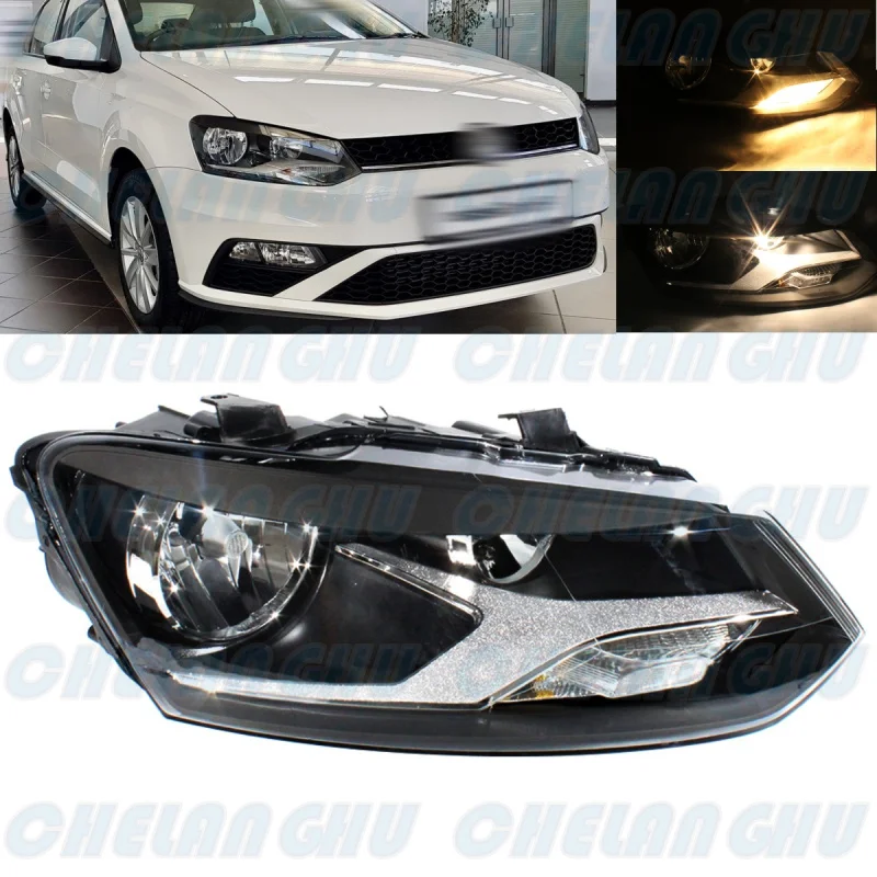 

HeadLight For VW Polo 2012 2013 2014 2015 Right Side Front Halogen HeadLamp Turn Lights DRL car accessories