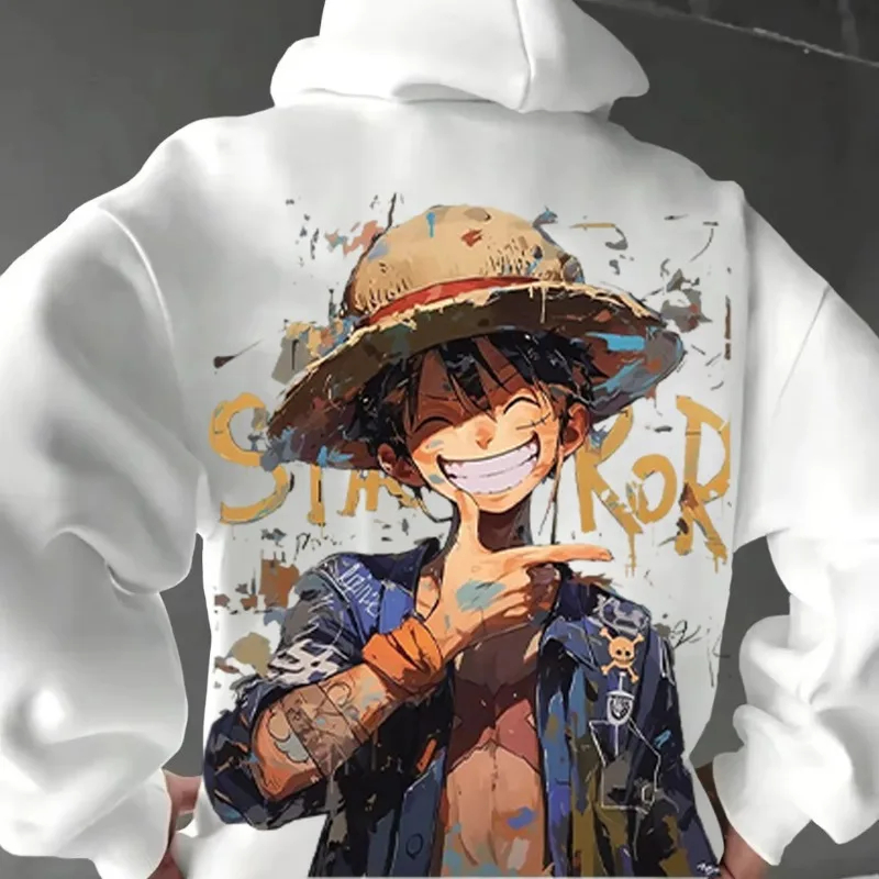 One Piece Rufy Cosplay Autunno/inverno Coppia Felpa con cappuccio Harajuku Y2k Street One Piece Appassionato Top a maniche lunghe