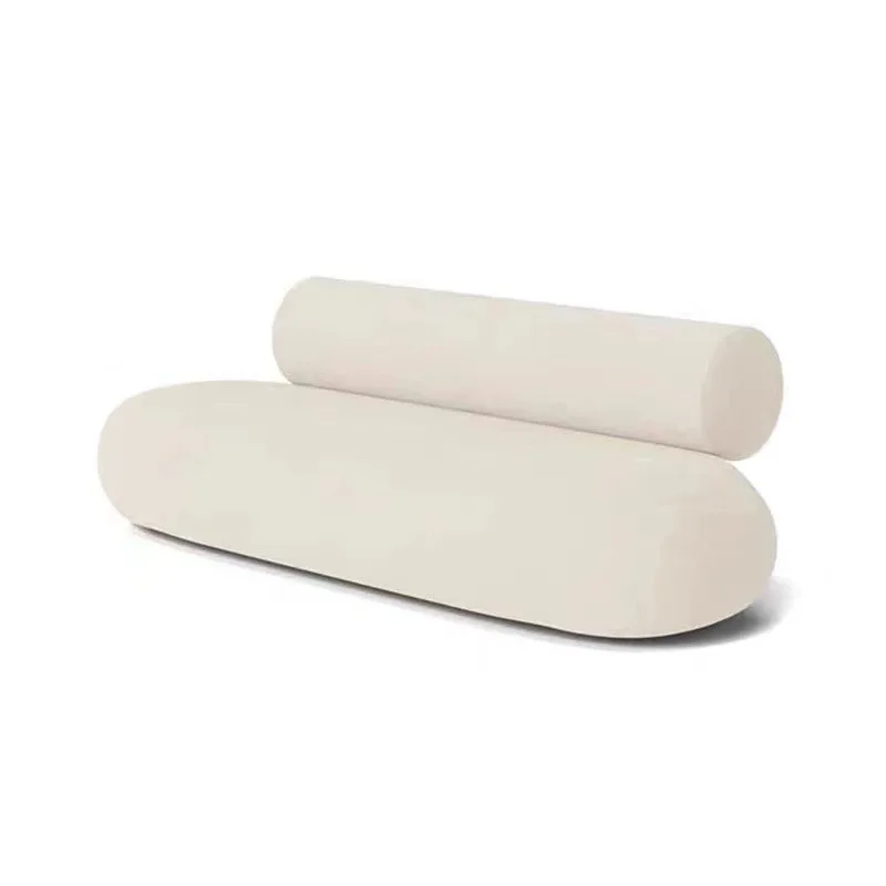 Wabi-sabi style lambswool fabric sofa Living room lounge beauty salon reception simple straight-row sofa