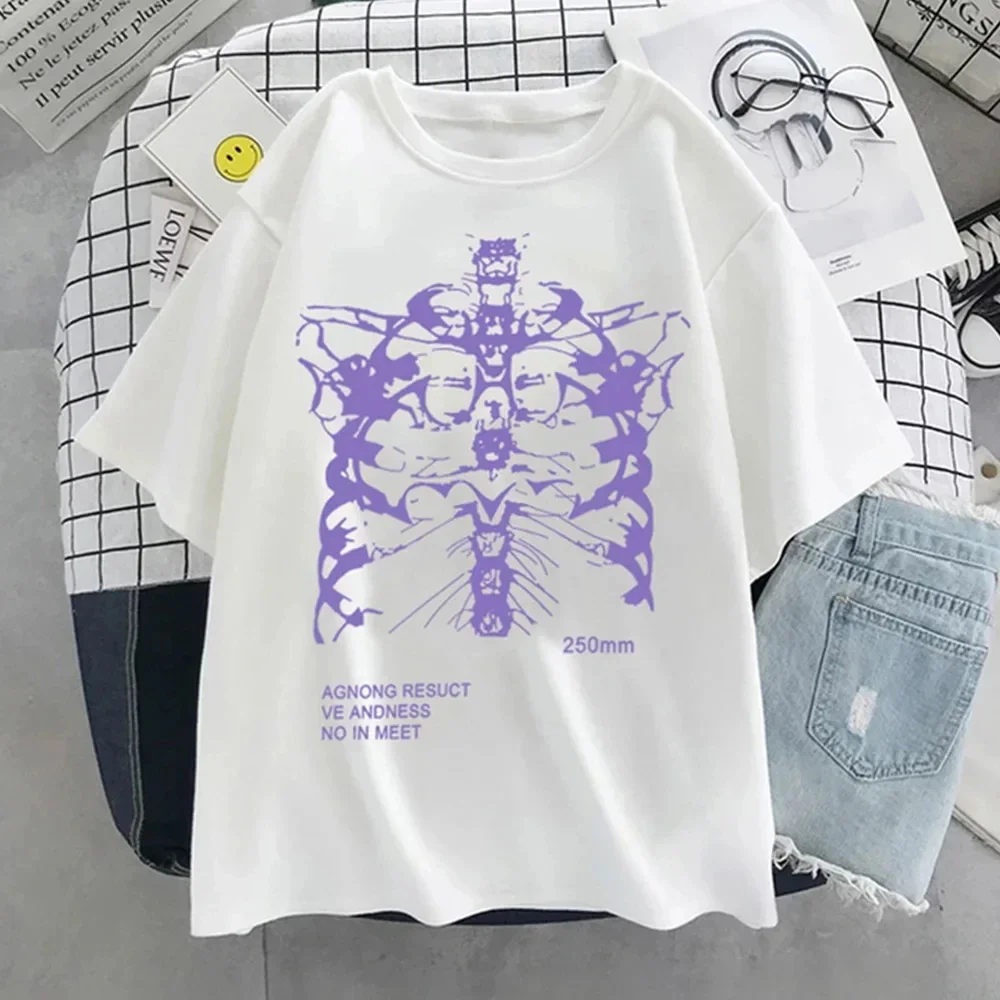 Y2k Harajuku الهيكل العظمي طباعة تي شيرت ل الهيب هوب الشارع الشهير النساء الرجال تي شيرت الصيف السيدات القوطي الملابس قصيرة الأكمام المحملة