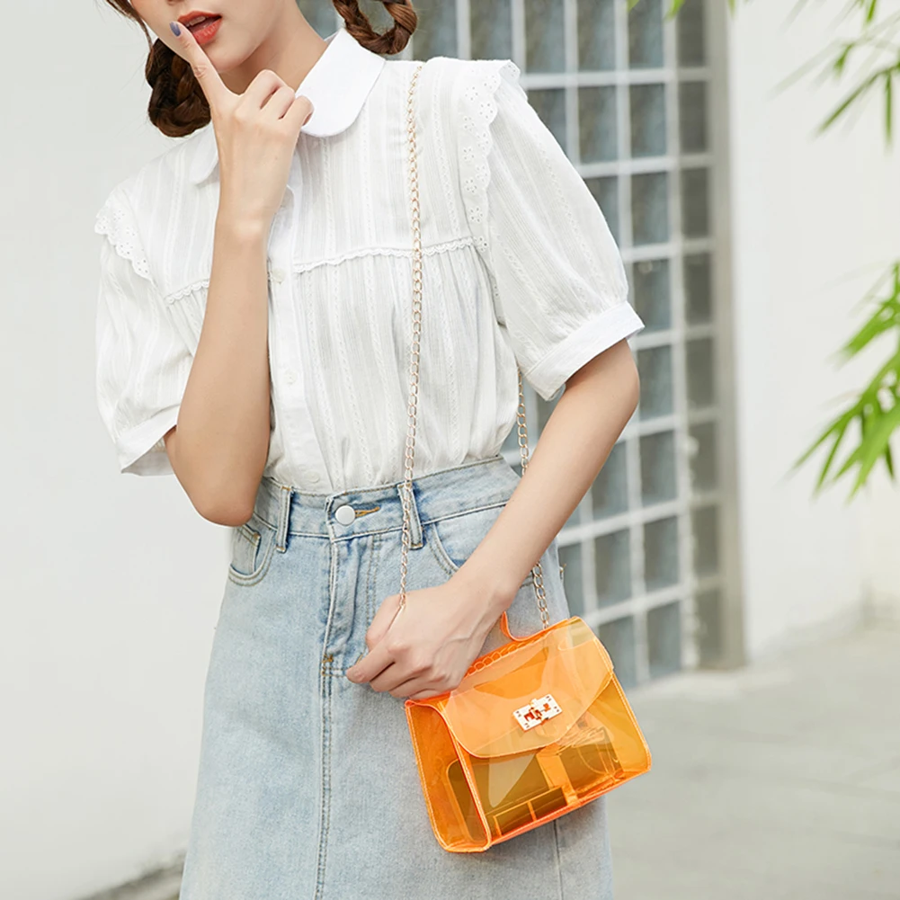 Summer Jelly Bags Woman Mini Cute Clear Shoulder Bag Chain Transparent Messenger Bags Girls Small Casual Fashion Wild Handbags