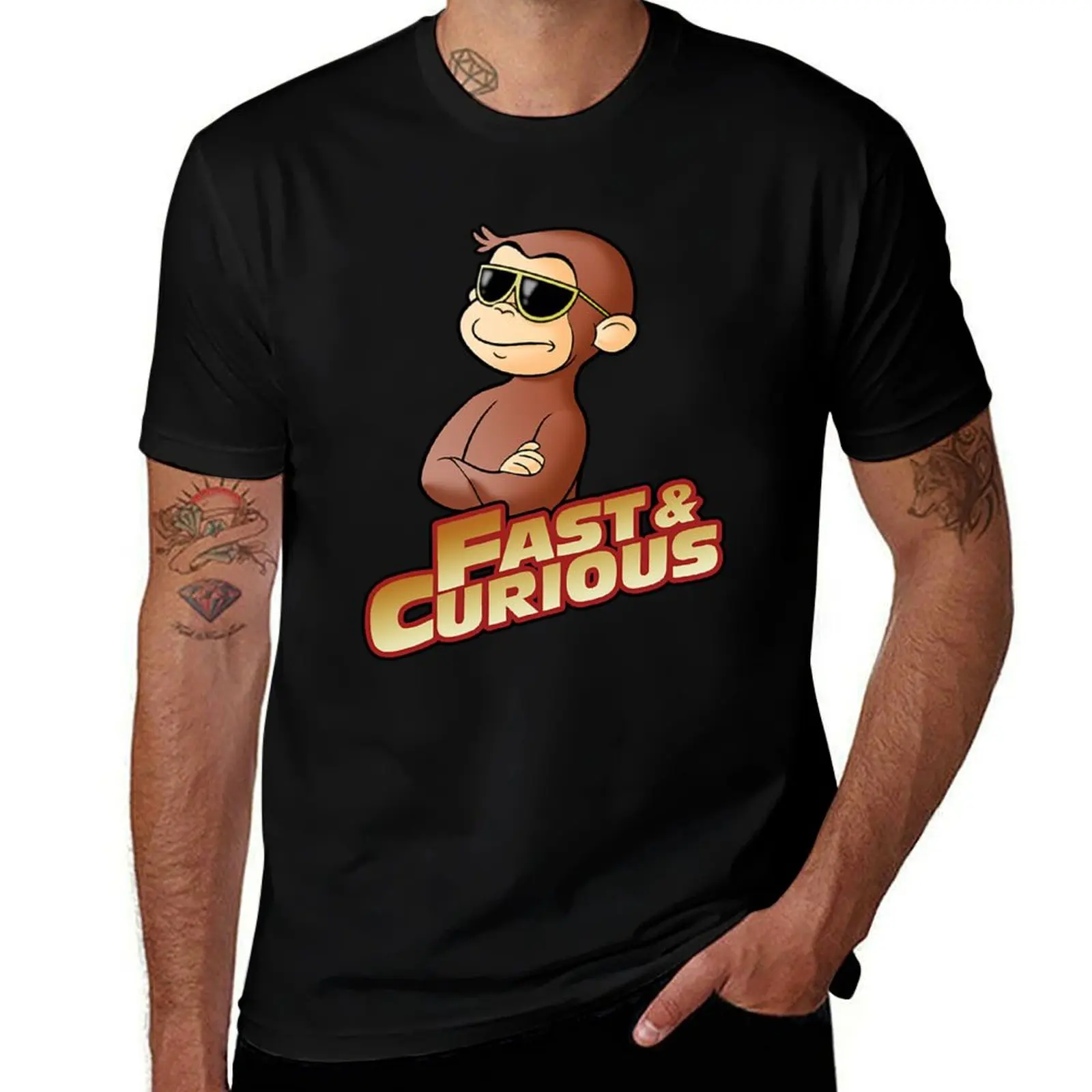 

Curious George FAST AND CURIOUS. T-Shirt baggy shirts cute tops cute clothes big and tall t shirts for men