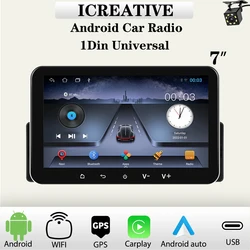 Universal 1Din Car Radio 7'' Touch Screen Wireless Carplay & Android Auto Smart Multimedia Player Wifi Navigation GPS FM Stereo