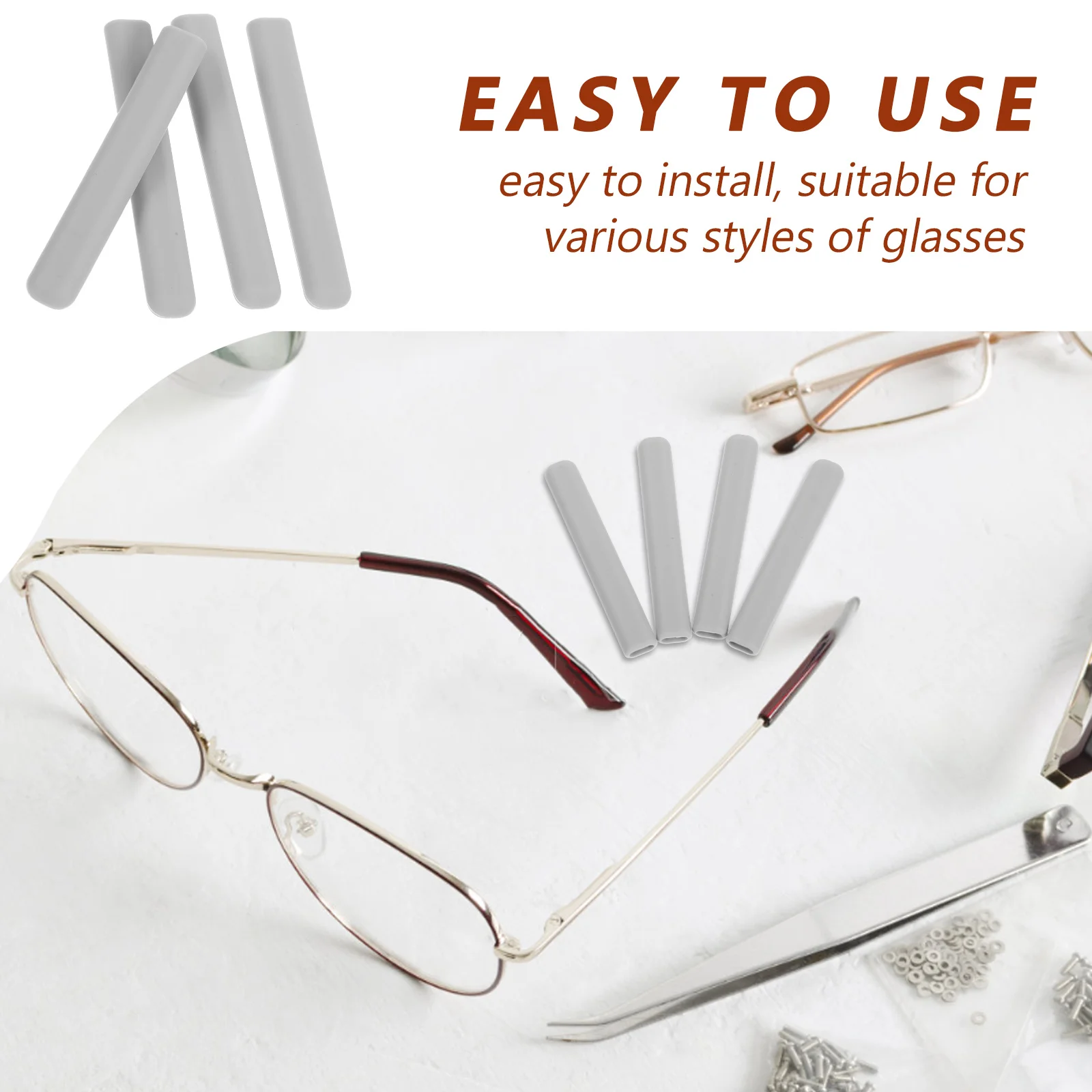 2Pairs Eyeglass Ear Grips Silicone Anti-Slip Holders Exquisite Workmanship Invisible Design for Most Glasses Eyeglass Ear Grips