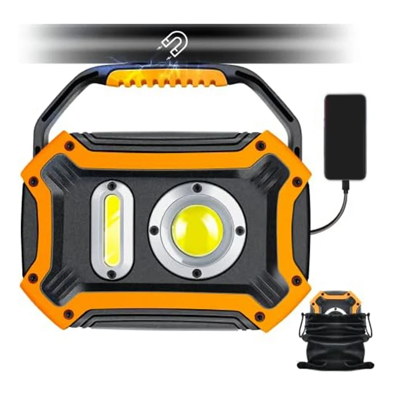 Led Work Light 30W - Portable 180° Folding Handle With Magnetic Base, 5 Light Modes For Site Lighting