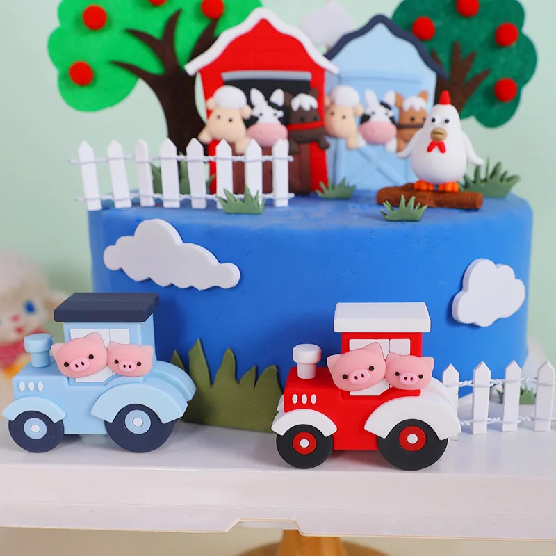 Cow Themed Cake Topper Cartoon Farm House Chick Cow Cake Topper Kids First Birthday Party Cake Decor Cow Theme Baby Shower Decor