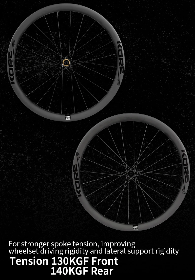 KORE Rennrad Laufradsatz 60T Titan Ratschennabe 38/45/50/60MM 700C T1000 Carbon Straße 24H Säule 2015 Straßenrennen Laufradsatz – Detail 8