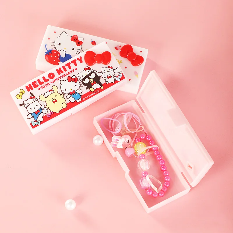 1 Stück Hellokitys Kuromi Kunststoff-Aufbewahrungsbox mit Drucköffnungsdeckel - Moderne Aufbewahrung für Zahnseide, Kosmetikpads und Kleinteile – Detail 11