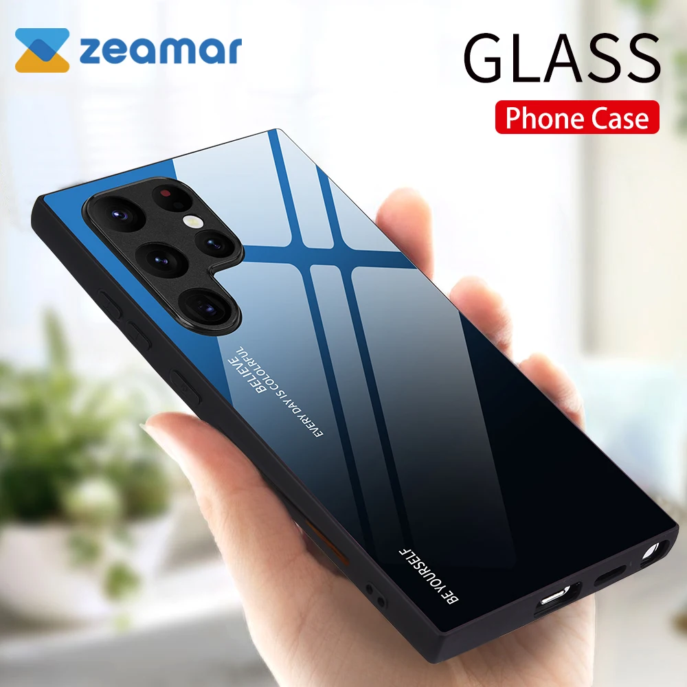 Gradient Color Tempered Glass Shockproof Case For Samsung S25 S24 S23 S22 S21 Note 10 20 Plus Ultra FE A73 A53 A33 A13 Cover