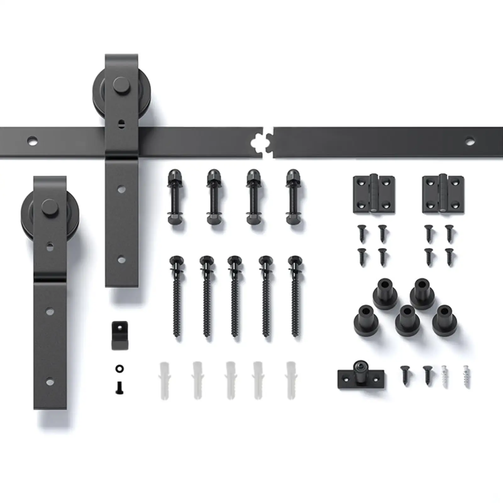 60” Bi-Fold Sliding Barn Door Hardware Kit for 2 Doors - Quiet Black Track & J Shape Rollers [Doors Not Included]