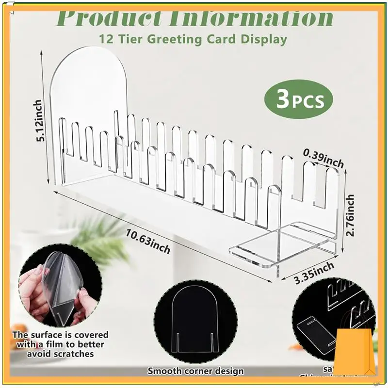 L53A-3 قطعة 12 الطبقة الاكريليك بطاقات المعايدة عرض موقف واضح بطاقة عرض موقف سهلة لتجميع حامل بطاقة ملصق البطاقة البريدية
