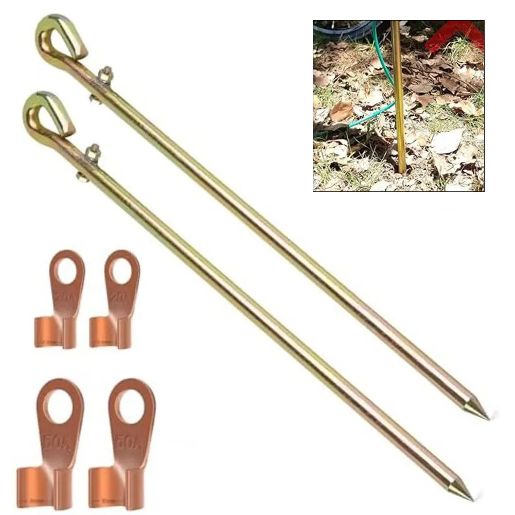 1/2pcs Generator Grounding Rod Kit For Solar Electric Fence Grounding Wire And Antenna Easy Installation