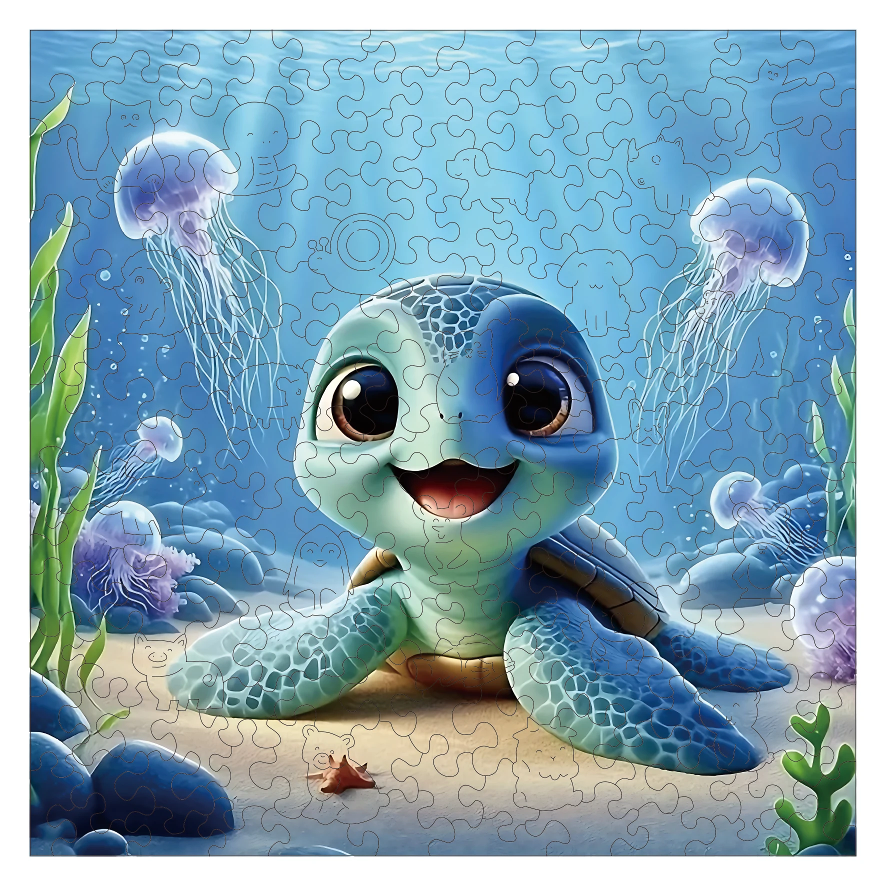 ปริศนาไม้สําหรับผู้ใหญ่,เต่าน้อยใต้ทะเลปริศนา,ของขวัญวันหยุดพิเศษสําหรับครอบครัวเพื่อน Modern Art Home Decor