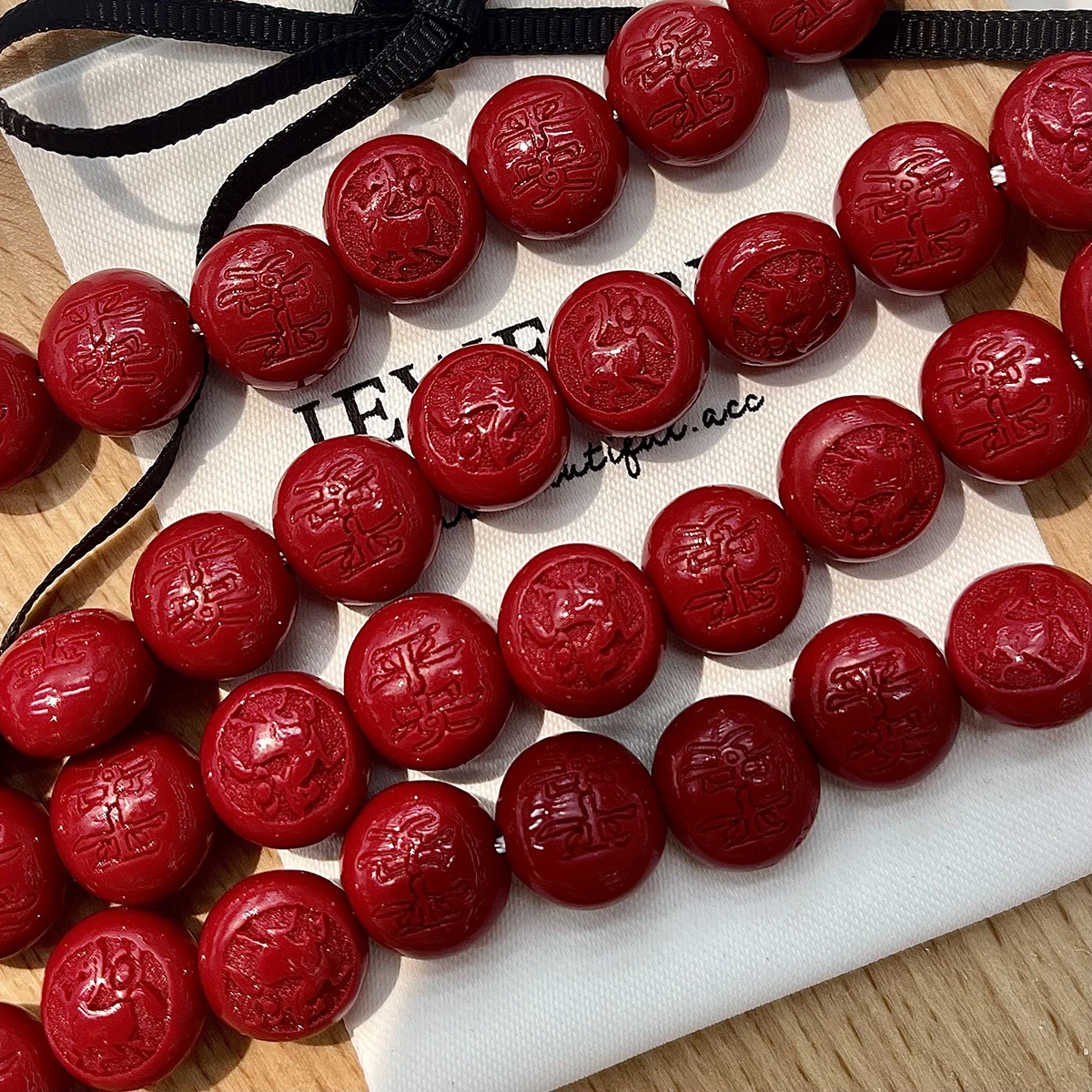 Double-Side Ping An Breads Shell Powder Embossed Beads 12.5mm For Jewelry Making DIY Necklace Earrings Bracelet Accessory