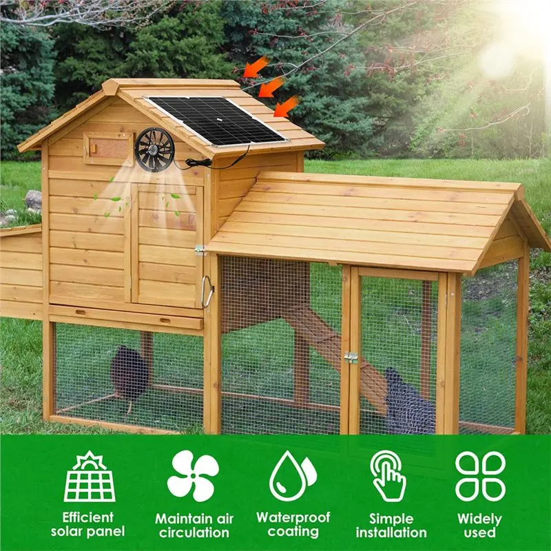 AD24 100W Exhaust Fan With Solar Panel Set, Round Ventilation Fan